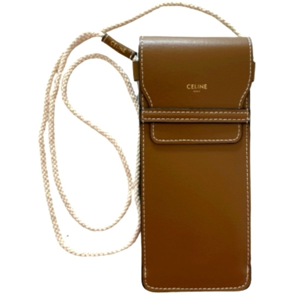 Celine Brown Leather Crossbody Phone Bag